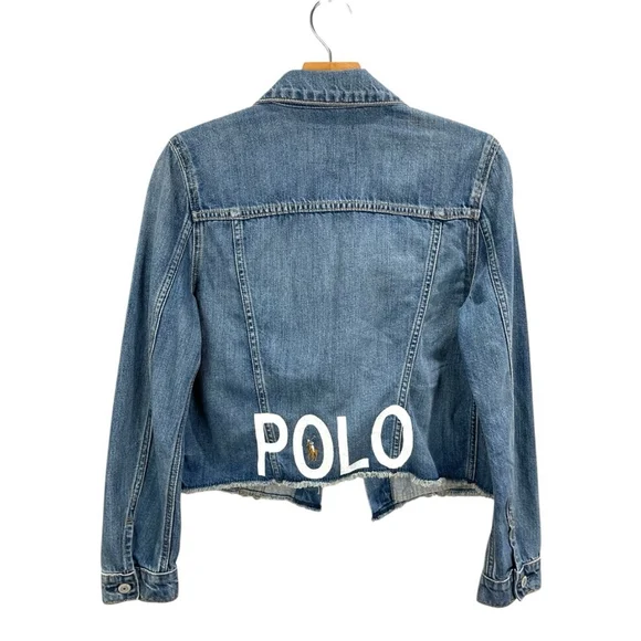 * Polo by Ralph Lauren Logo Cropped Denim Jacket Size 16